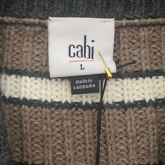 Cabi Cocoa Striped Cardigan size Large - Picture 7 of 12
